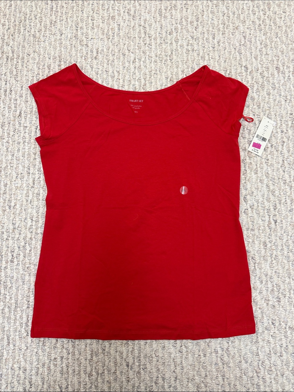 Smart Set Red Scoop Neck Cap Sleeve Tee